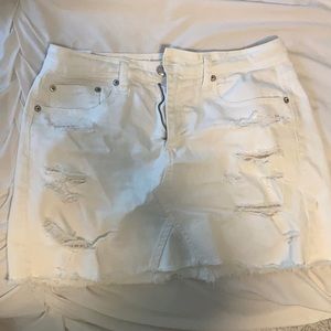 White denim mini skirt